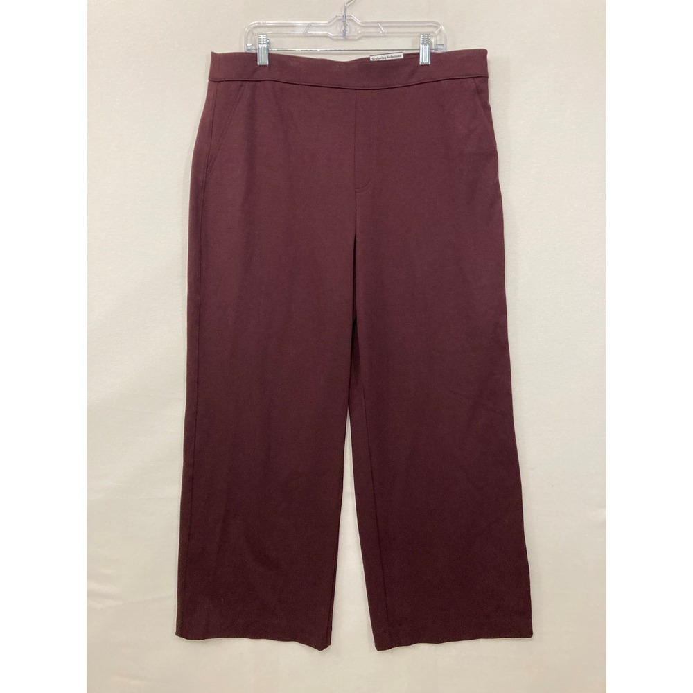 New Nine West Wide‎ Leg Pants XXL Burgundy High Rise  Stretch Office Preppy